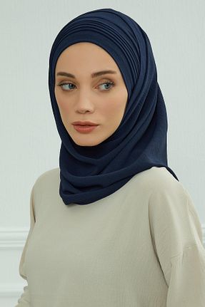 شال سرمه ای زنانه پنبه پلی استر Aisha