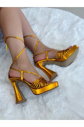 کفش پاشنه بلند کلاسیک نارنجی زنانه چرم مصنوعی EVASAMLİSHOESBAG - کد 867604522