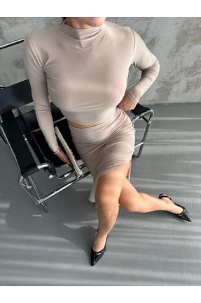 ست بالاتنه و پائین تنه بژ زنانه بافتنی Red Butik - کد 867632983