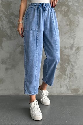 شلوار آبی زنانه پنبه ای macharel jeans - کد 867626831