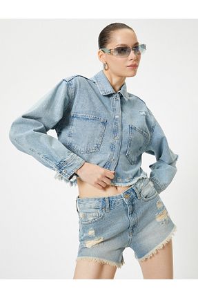 شلوارک و برمودا آبی زنانه Straight Koton - کد 837915032