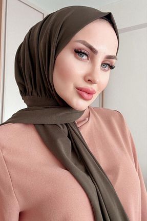 شال خاکی زنانه پنبه پلی استر SAYRA - کد 867680234