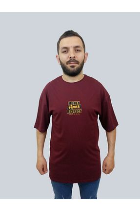 تیشرت زرشکی مردانه اورسایز Booss Milano - کد 832762133