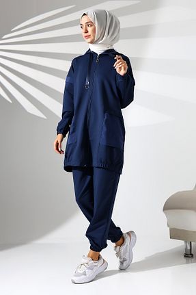 ست بالاتنه و پائین تنه حجاب سرمه ای زنانه رگولار Mihran Butik - کد 867739676