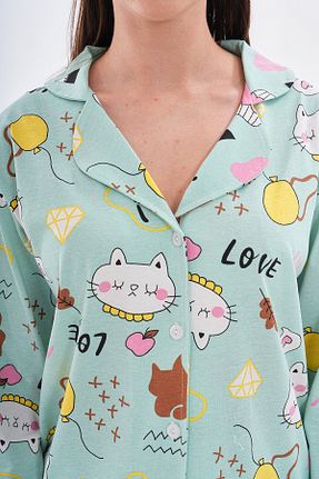 ست لباس راحتی سبز زنانه چاپی Arvin Pijama - کد 867448132