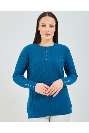 پلیور آبی زنانه ساده Elçelya Moda - کد 391567633