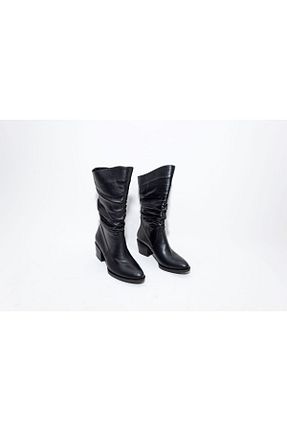 بوت / نیم بوت مشکی زنانه چرم خالص DHN - کد 867820459