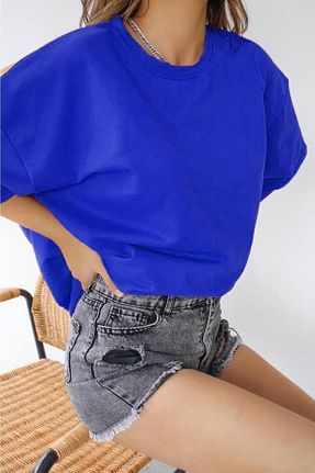 سوئیشرت سرمه ای زنانه ساده Moda Glo - کد 872131791