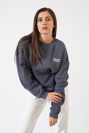 سوئیشرت طوسی زنانه ساده Pafi Moda - کد 805293771