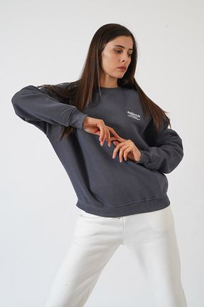 سوئیشرت طوسی زنانه ساده Pafi Moda - کد 805293771
