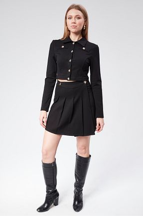 ست بالاتنه و پائین تنه مشکی زنانه بافتنی VıoShıne - کد 867863775