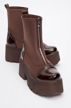 بوت / نیم بوت قهوه ای زنانه چرم مصنوعی luvishoes - کد 867978284