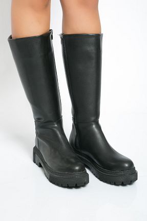 چکمه مشکی زنانه چرم مصنوعی Shoes Time - کد 867983536