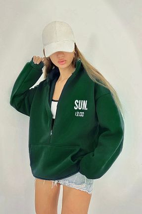 سوئیشرت سبز زنانه چاپی Sun Victoria - کد 867156814
