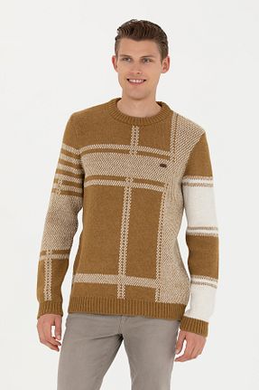 پلیور خاکی مردانه ساده U.S. Polo Assn. - کد 834787251