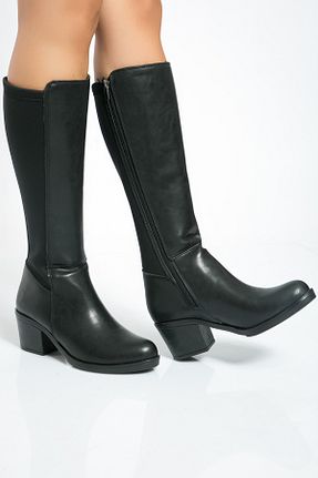 چکمه مشکی زنانه چرم مصنوعی Shoes Time - کد 868061423