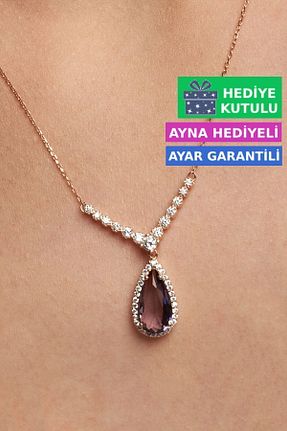 گردنبند نقره صورتی زنانه 925 عیار Jewelmim - کد 124930043