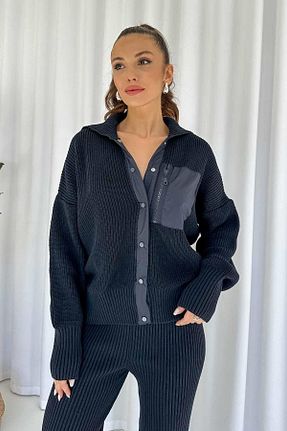 ست بالاتنه و پائین تنه سرمه ای زنانه بافت Mine Tan Butik - کد 868077833
