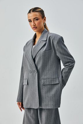 کت بلیزر طوسی زنانه ویسکون minaaise - کد 868085011