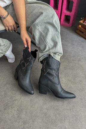 بوت / نیم بوت مشکی زنانه پاشنه پر SHOEBELLAS - کد 868090093