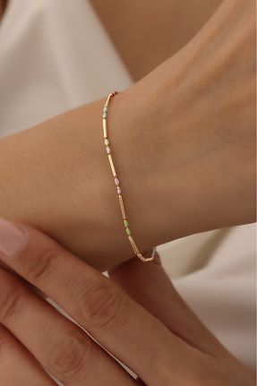 دستبند طلا طلائی زنانه 14 عیار Agora Silver - کد 868110236