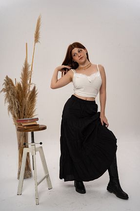 دامن مشکی زنانه پنبه ای AtegeWear - کد 868135578
