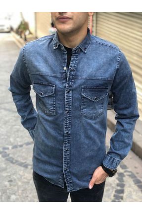 پیراهن آبی مردانه اسلیم REDSONNE - کد 868188826