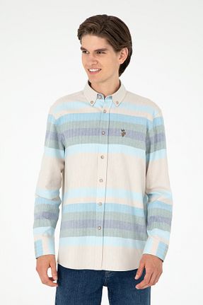 پیراهن آبی مردانه یقه دکمه دار U.S. Polo Assn. - کد 856866267