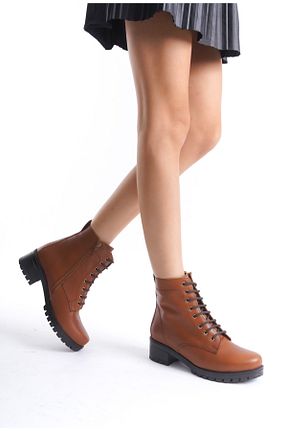 بوت / نیم بوت قهوه ای زنانه چرم خالص bast - کد 868361458