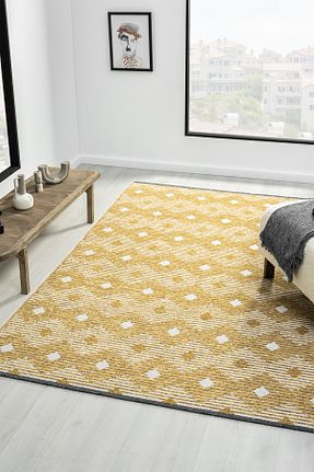 گلیم زرد پلی استر Prestige Halı - کد 868424450