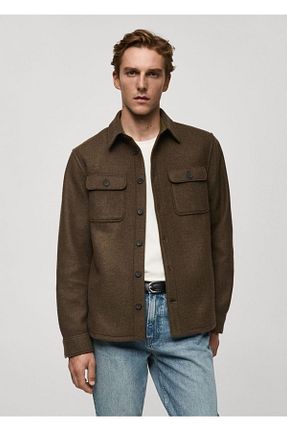 پیراهن قهوه ای مردانه رگولار MANGO Man - کد 860747686