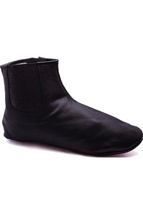 بوت خانگی مشکی زنانه چرم خالص AYMODA AYAKKABI - کد 867420564