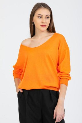 پلیور نارنجی زنانه ساده Su Moda - کد 443868754