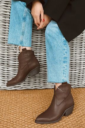 چکمه قهوه ای زنانه چرم مصنوعی POLKA STORE - کد 867436281