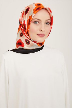 روسری نارنجی کرپ ساتن ابریشم Armine - کد 805732888
