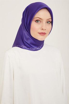 روسری بنفش کرپ ساتن ابریشم Armine - کد 805733256
