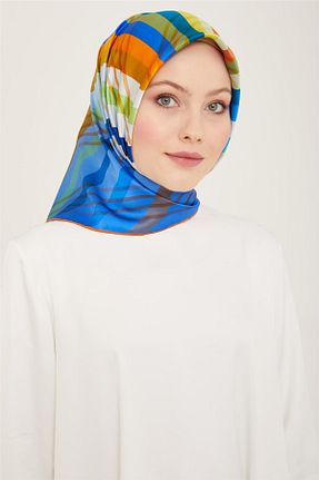 روسری آبی کرپ ساتن ابریشم Armine - کد 805732953