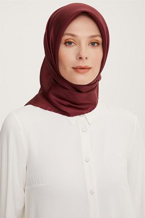 روسری زرشکی کرپ ساتن ابریشم Armine - کد 762010384
