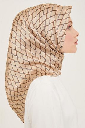 روسری قهوه ای کرپ ساتن ابریشم Armine - کد 805733366