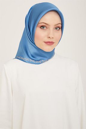 روسری آبی کرپ ساتن ابریشم Armine - کد 805733238
