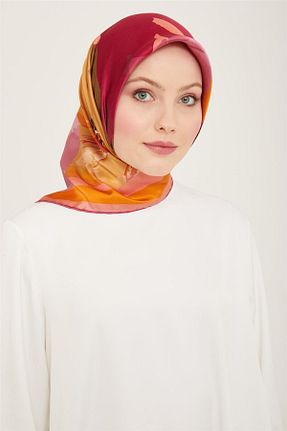 روسری قرمز کرپ ساتن ابریشم Armine - کد 805733352