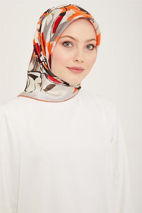 روسری نارنجی کرپ ساتن ابریشم Armine - کد 805733435