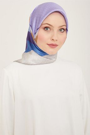 روسری بنفش کرپ ساتن ابریشم Armine - کد 805733507