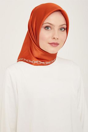 روسری نارنجی کرپ ساتن ابریشم Armine - کد 805732966