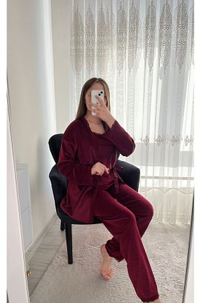 ست لباس راحتی زرشکی زنانه ساده Lena Homewears - کد 867454483