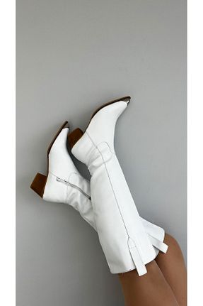 بوت / نیم بوت سفید زنانه جیر EVASAMLİSHOESBAG - کد 867454783