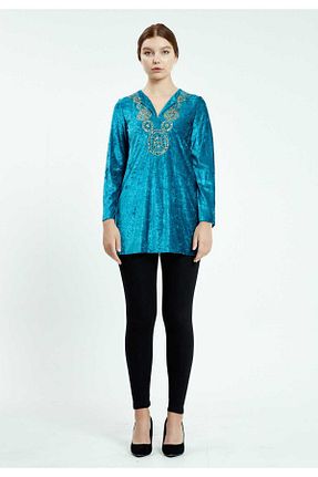 بلوز فیروزه ای زنانه ساده istanmall - کد 867497504