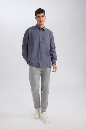 پیراهن طوسی مردانه Relaxed Defacto - کد 867503418