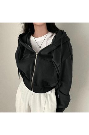 سوئیشرت مشکی زنانه ساده Köstebek - کد 764573692