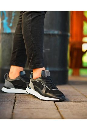 کفش اسنیکر مشکی مردانه چرم اصل ByItallanoshoes - کد 760361186